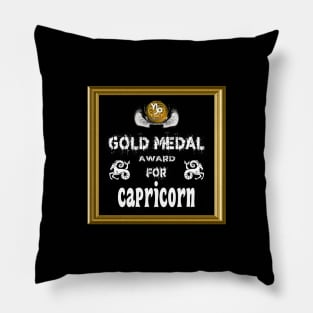 Capricorn Birthday Gift Gold Medal Award Winner Pillow