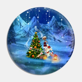 Merry christmas in a winter landscape Pin