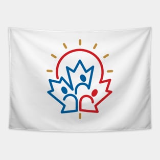 Canada Social Maple Leaf with a Group of People and Rising Sun Tapestry