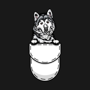 Funny Alaskan Malamute Pocket Dog T-Shirt