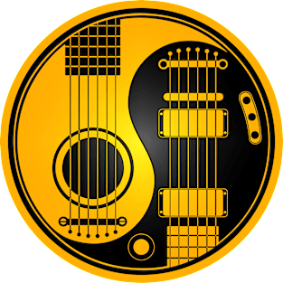 Yellow and Black Acoustic Electric Guitars Yin Yang Magnet