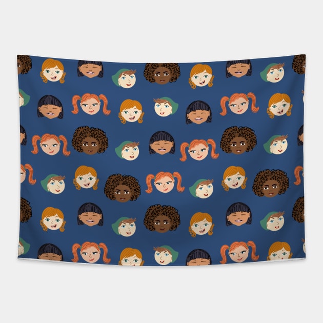 Kid portraits pattern Tapestry by DanielK