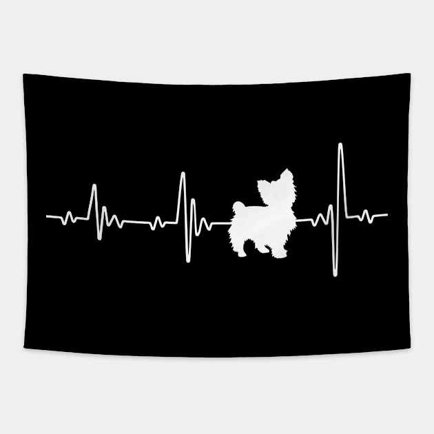 yorkshire terrier dog love heartbeats Tapestry by CreativeShirt