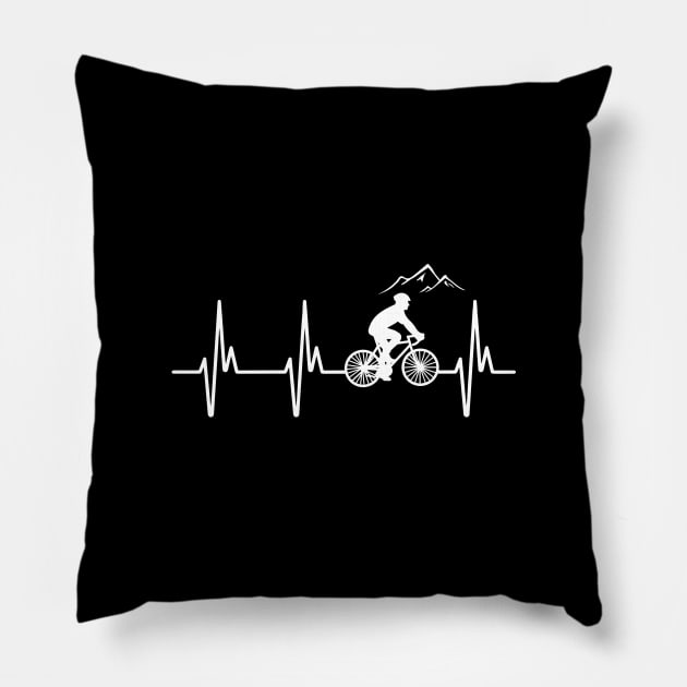 Mountain Bike Heartbeat - Biking Lifeline T-Shirt Pillow by biNutz