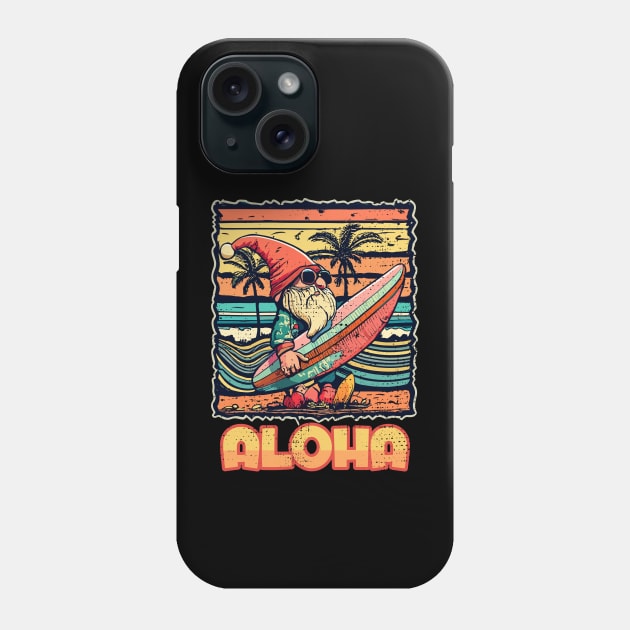 Aloha Surf Hawaii Vintage Christmas Gnome Phone Case by Tezatoons