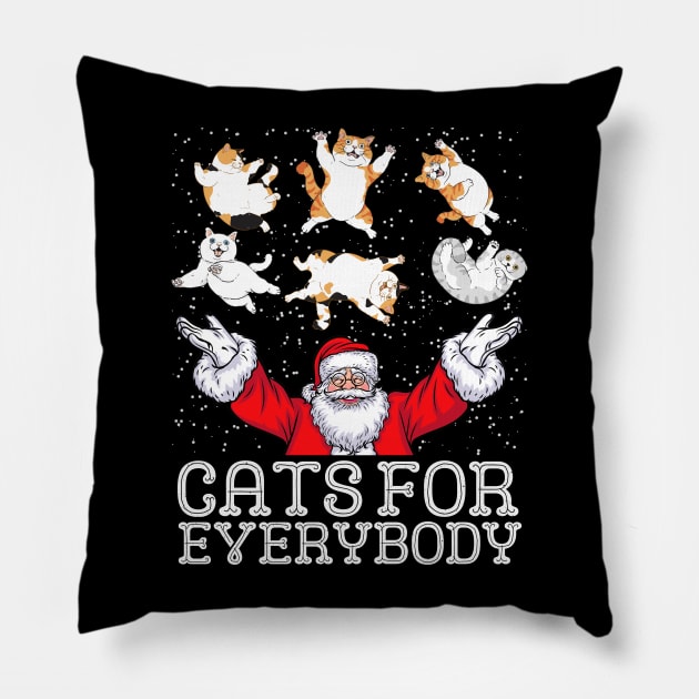 Cats For Everybody Christmas Cat Funny Xmas Santa Pillow by DenverSlade