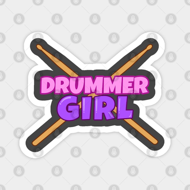 Drummer Girl Gift Drumming Drum Magnet by Linco