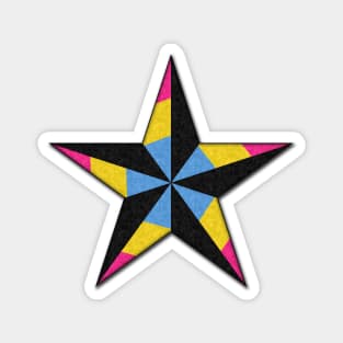 Pansexual Pride Flag Colored Nautical Star Magnet