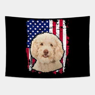 Poodle Us Flag 4Th Of July Tapestry