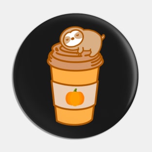 Cute Pumpkin Spice Latte Cup Sloth Pin