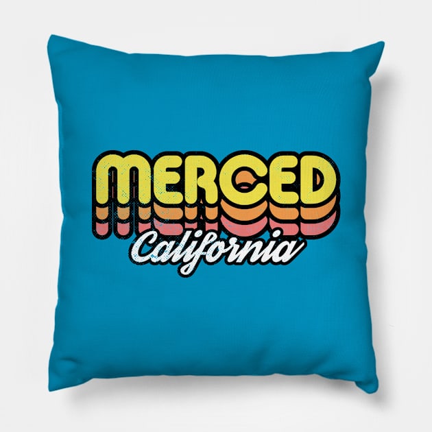 Retro Merced California Pillow by rojakdesigns