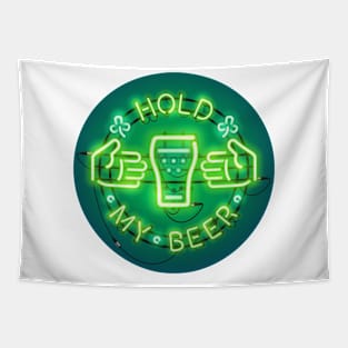 Hold My Beer Neon Sign Green Tapestry