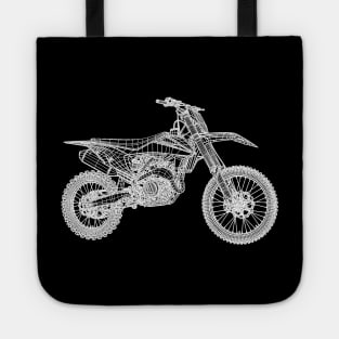 White 450 SX-F Motorcycles Blueprint Sketch Art Tote