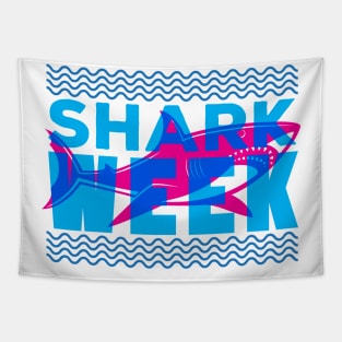 SHARK week retro overprint style Tapestry