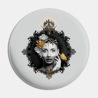 Portrait of a woman in gold Pin