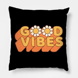 Good vibes 70s retro vintage style design Pillow