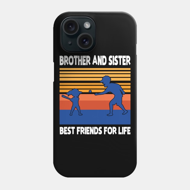 Brother Sister Playing Baseball Together Best Friends For Life Happy Father Mother Day Phone Case by joandraelliot