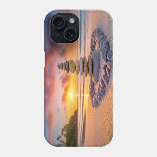 Stones cairn on the beach Phone Case by psychoshadow