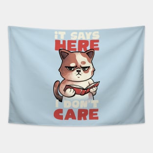 It Says Here I Don't Care - Funny Cute Cat Book Gift Tapestry