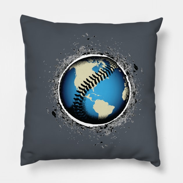 It's A Baseball World Pillow by KAMonkey