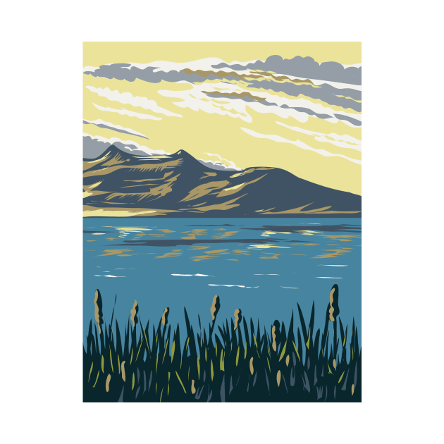 The Great Salt Lake Utah USA WPA Art Poster by retrovectors