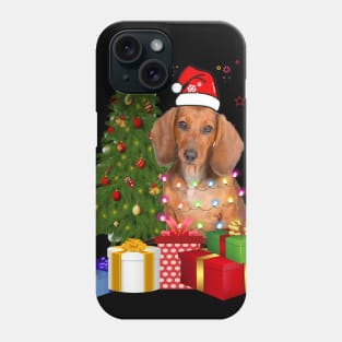 Dachshund Christmas Tree Santa Hat Funny Xmas Gift Dog T-Shirt Phone Case