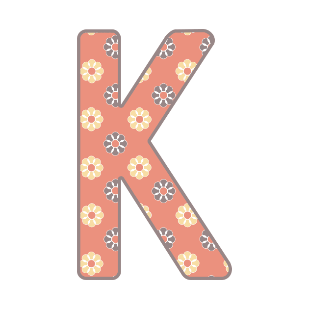 MONOGRAM LETTER K PINK FLORAL TYPOGRAPHY DESIGN by Rhubarb Myrtle