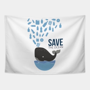 Save The Ocean Keep The Sea Plastic Free Turtle Scene Tapestry