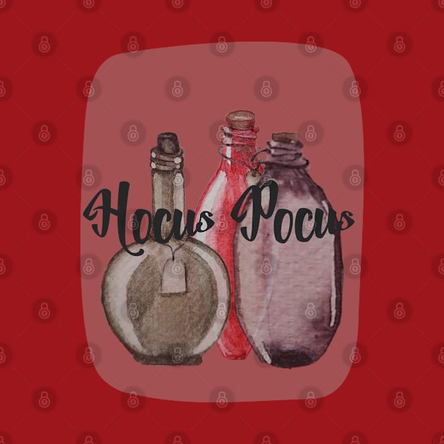 Hocus pocus potions bottles watercolor by JewelsNova