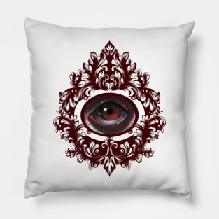 Pop Surrealism Baroque Eye Study Red Frame Pillow