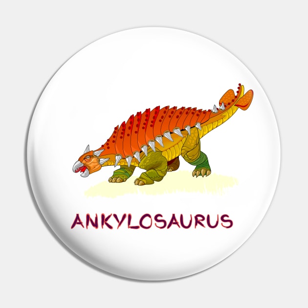 Illustration of ankylosaurus Pin by Artist Natalja Cernecka