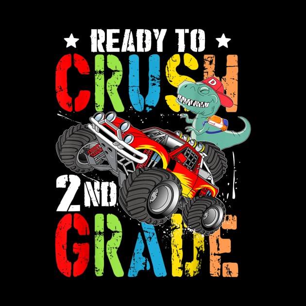 2nd Grade Dinosaur Monster Truck Back to School Boy by FONSbually