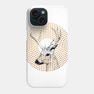 Deer Head Antlers Retro Gold Dots Phone Case