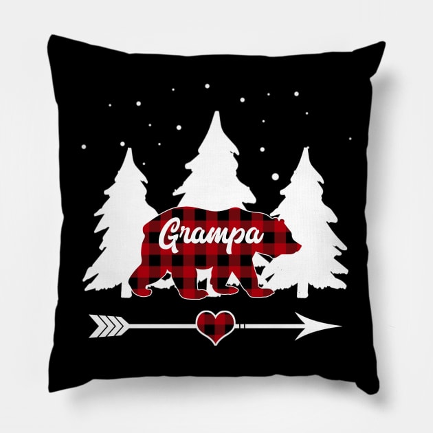 Grampa Bear Buffalo Red Plaid Matching Family Christmas Pillow by Soema