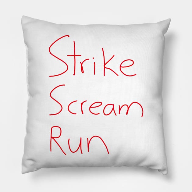 Self Defence with Toby Flenderson: Strike Scream Run Pillow by Surplusweird