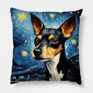 Rat Terrier oil painting Pillow