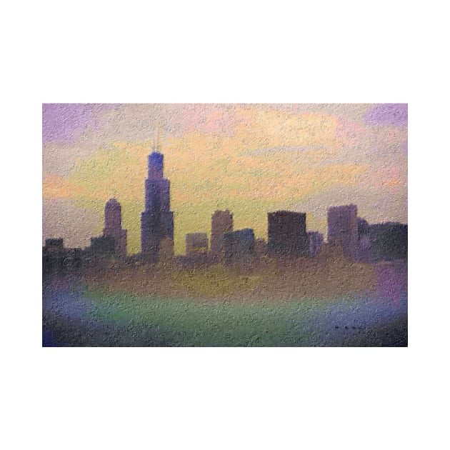 Chicago Skyline on Foggy Day by bgaynor