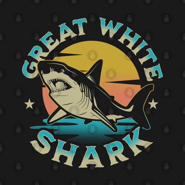 Great White Shark Retro by Issho Ni