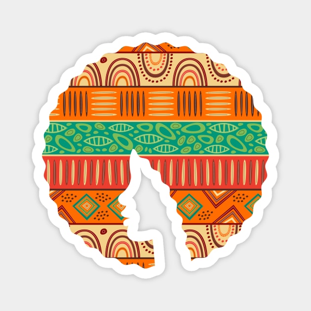 Afro Hair Woman with African Pattern, Black History Magnet by logiamerch