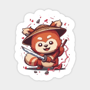 Cute Samurai Red Panda with sword Magnet