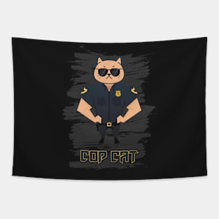 Serious Cat Cop Tapestry