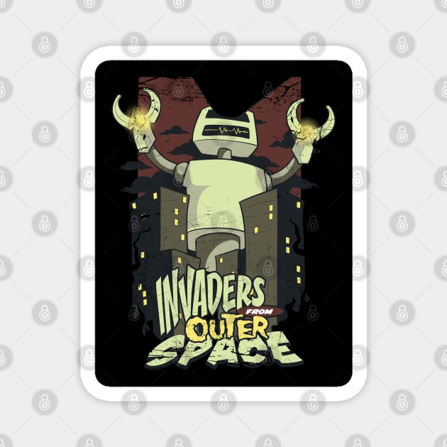 Invaders from Space! For B-movie sci-fi lovers and fans of space adventure. Magnet by BecomeAHipsterGeekNow