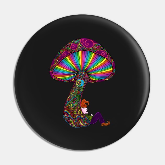 Mushroom & Gnome Pin by ogfx