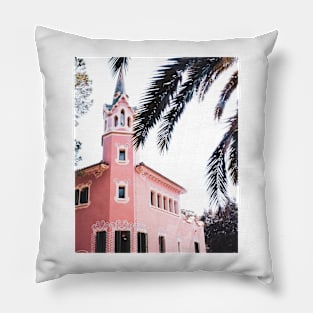 Vintage Pink Church Close-Up Pillow