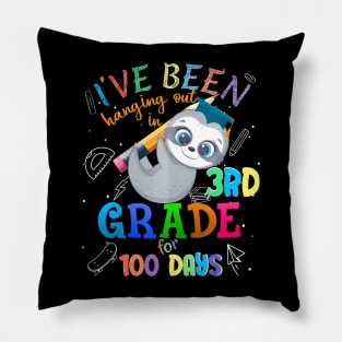 100 Days Of School Sloth Hanging Out In 3Rd Grade Student Pillow