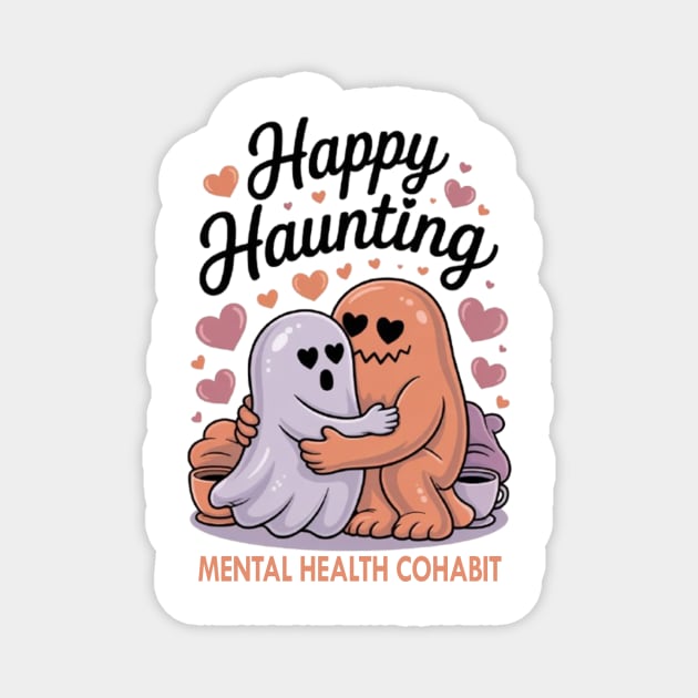 Happy Haunting – Mental Health Cohabit Magnet by Fauzi's Store