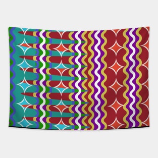 Retro 1960s Style Sixties Vintage Abstract Pattern Design Multicolored Tapestry