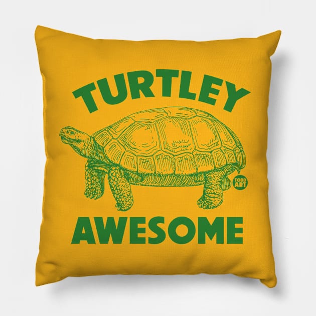 TURTLEY AWESOME Pillow by toddgoldmanart