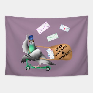 Pigeon Express (Mauve Background) Tapestry