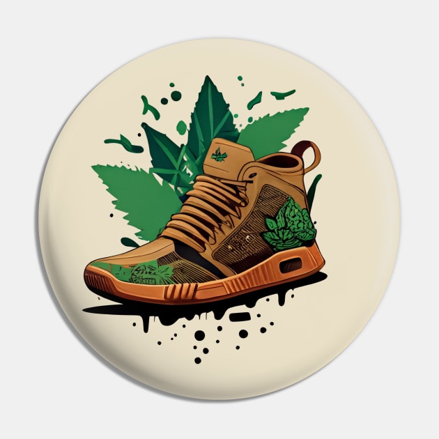 Step Up Your Fashion Game with Greenbubble's Cartoon Style Sneaker with Plant in Brown Pin by Greenbubble